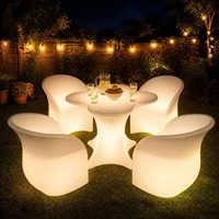 Chaise longue d'extérieur LED à changement de couleur RVB, lumineuse, rechargeable, étanche, pour mobilier de patio, ensemble de banquet de jardin