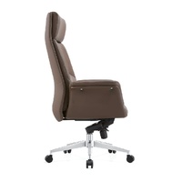 Chaise de bureau exécutive moderne en PU marron, dossier haut, ergonomique, pivotante, pour bureau à domicile