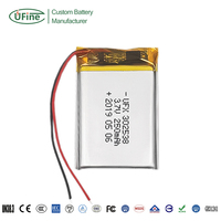 Batteries au lithium polymère personnalisées en gros UFX 302538 250mAh 3.7V MSDS, cellules de poche Lipo, batterie lithium-ion OEM/ODM