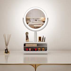 Mỹ phẩm các nhà sản xuất Loại C có thể sạc lại make up LED Tabletop Vòng đèn trang điểm Organiser Vanity gương với lưu trữ - Product Image 1