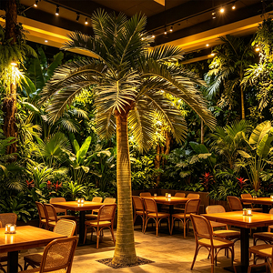 Palmera de Plástico Realista a Gran Escala con Corteza Texturizada y Copo Completo, Tamaño Personalizable para Fondo de Eventos en Piscinas de Resorts - Product Image 3