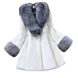 Chaqueta de Cuello de piel de visón de imitación para mujer, abrigo de piel sintética de estilo coreano para invierno