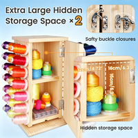 93 Bobines (DIY) 360 °   Porte-fils rotatif en bois avec compartiments de rangement intérieurs pour la couture