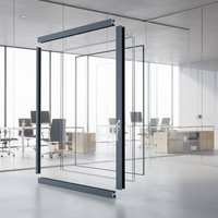 Portes coulissantes en verre en alliage d'aluminium à trois rails modernes EBON avec isolation phonique pour garage, balcon, hôpital et usage extérieur