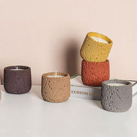 Bougie en cire de soja parfumée personnalisée dans un pot en ciment brut, multicolore, parfum d'ambiance pour la décoration du salon