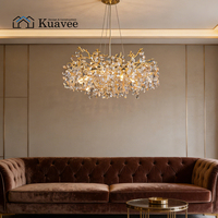 Lámpara de Araña Decorativa de Cristal de Lujo para Techo Interior de Apartamentos y Hoteles, Pequeña, con Ramas Decorativas