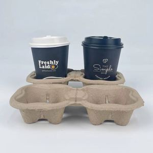 Wholesale Custom <b>Paper</b> Pulp 2/4 Tray Carrier Pulp Cup Holder Coffee Cup Hot Drink Cup Holder - Product Image 4