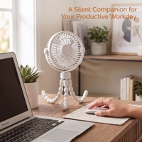 Ventilateur de bureau portable rechargeable avec pieds souples en forme de pieuvre, ventilateur à clipser pour poussette, chambre et utilisation extérieure