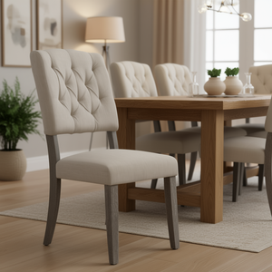 Set di 2 sedie da pranzo con retro in rovere grigio Beige e alterato - Product Image 2