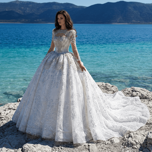 Vestido de Novia Elegante Estilo Palacio de Fantasía de Alta Gama con Lentejuelas y Patrón de Diamantes Gt26031 Jancember - Product Image 1