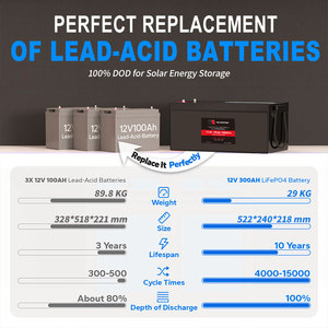 충전식 <span class=keywords><strong>12V</strong></span> 100Ah 200Ah 300Ah ABS LiFePO4 배터리 6000 딥 사이클 RV, 보트 및 오프그리드용 - Product Image 2