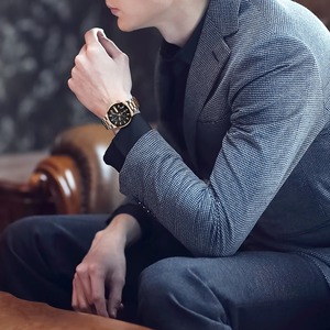 Drioshipping Montre-bracelet à quartz automatique de luxe pour hommes en acier inoxydable Elegance Alloy Fashionable Relojes De Lujo Hombre Box - Product Image 5