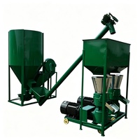 Chaîne de production complète pour usage agricole et domestique : Machine de fabrication de granulés d'aliments pour volailles et bétail avec broyeur et mélangeur
