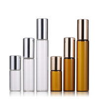 Flacon à bille WOGU 3ml 5ml 10ml, emballage cosmétique vide pour petits échantillons, flacon à bille en verre brun transparent pour huile essentielle, parfum