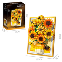 Peinture de Van Gogh en bricolage en gros, tournesol, puzzle 3D en briques, cadre photo, art mural, artisanat, décoration artificielle, fleurs, blocs de construction