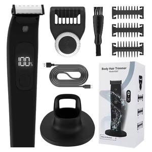 Recortadora de vello púbico eléctrica para hombres, afeitadora impermeable de cerámica de una cuchilla, kit de aseo corporal para la zona íntima - Product Image 1