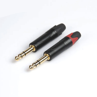 Conector Mono de 6.35mm (1/4) con Carcasa Dorada, ABS, Cobre, 6.5mm, Metálico, DIY, Chapado en Oro, Macho TS, Micrófono, Hembra VGA
