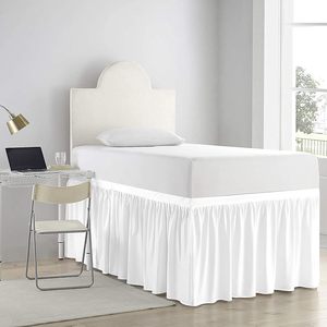 Jupe de lit pour dortoir, taille Twin XL, 30 pouces de profondeur, en coton blanc, à volants, pour dortoir universitaire et usage domestique - Product Image 5