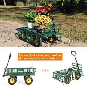 Heavy Duty 4 Roues En Acier Cour Maille Chariot Wagon Utilitaire Extérieur Chariot En Métal Outil Chariot De Jardin Avec Côtés Amovibles - Product Image 4
