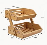 Panier de rangement en bambou à 2 niveaux, étagère de présentation de fruits et légumes en bois à double couche, plateau organisateur de légumes et de collations pour la cuisine domestique