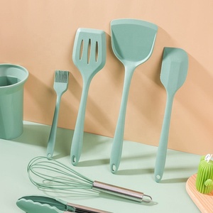 Wholesale 7pcs <strong>Kitchen</strong> Non-Stick Cooking <strong>Accessories</strong> Heat Resistant Green Pink <strong>Grey</strong> Silicone Spatula Spoon <strong>Kitchen</strong> Utensils Set - Product Image 2