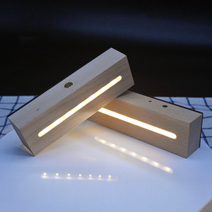 Wooden Night <b>Light</b> Beech Wood Rechargeable <b>Led</b> Multicolored Home Decor <b>USB</b> Power Abstract Design - Product Image 4