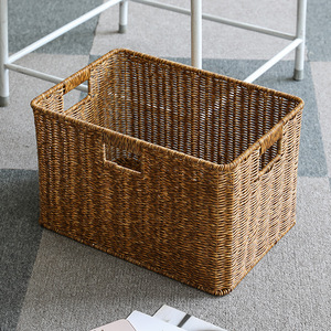 Cesto rettangolare in finto Rattan tessuto europeo carino scatola di plastica quadrata <span class=keywords><strong>per</strong></span> casa Organizer Cabinet tavolino snack <span class=keywords><strong>giocattoli</strong></span> - Product Image 1