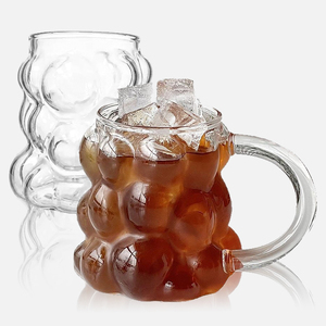 Taza de Vidrio Transparente con Forma de Uva de 350 ml, Taza para Café o Té con Asa, para el Hogar, Cafetería, Regalo, Vajilla - Product Image 1