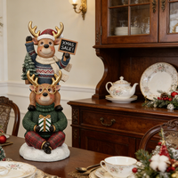 Statue de rennes empilables de Noël OEM ODM avec panneau « XMAS SALE » - Figurine de cerf festif en résine pour la décoration de vitrine de Noël