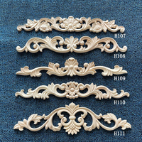 Europäische Vintage Massivholz Geschnitzte Zierleiste, Lange Blumen-Holzapplikation für Schranktür Kleiderschrank Wand Möbeldekoration