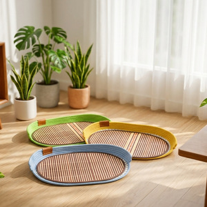Pet <b>Mat</b> Oval Cotton Fill Four Seasons Dog Bed <b>Mat</b> Beige Khaki Yellow Blue Green Hand Washable - Product Image 1
