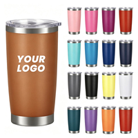 Mug de voyage isotherme en acier inoxydable à double paroi de 20 oz avec logo personnalisé, finition thermolaquée, avec couvercle coulissant – Idéal pour Noël