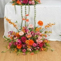 Centres de table floraux artificiels orange, fuchsia et rose pour mariage, arrangements floraux pour la table de la mariée, décoration de réception de mariage