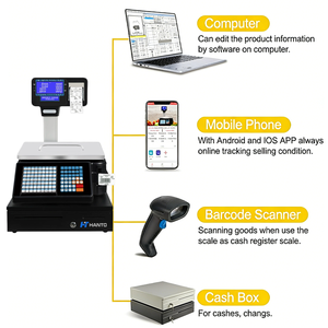 Báscula Digital Electrónica <span class=keywords><strong>para</strong></span> Precios, Cálculo de Peso de Alimentos a Granel <span class=keywords><strong>para</strong></span> Hipermercados, Impresión de Etiquetas con Código de Barras, Sistema Integrado de Caja Registradora - Product Image 4