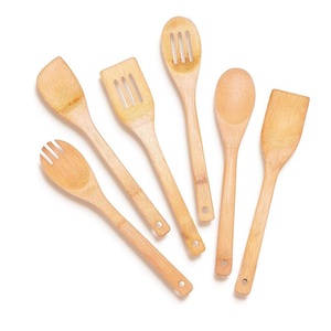 Utensilios de cocina de bambú de 6 piezas, utensilios de cocina de madera, juego de cucharas de espátula de madera antiadherente de bambú para cocinar - Product Image 2