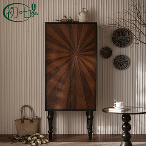 ชุดตู้ห้องนั่งเล่นสไตล์จีนใหม่ ตู้เก็บของ 3 บานแบบย้อนยุคตกแต่งสไตล์วินเทจ สำหรับตกแต่งบ้าน - Product Image 2