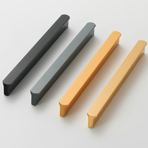 64mm Hole Pitch New Design Modern Aluminium Profile Matt Black <b>Kitchen</b> Cabinet Pull Handle for Drawer with Cheap Price - Product Image 1