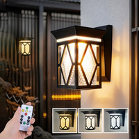 Lampe murale solaire LED Dingdian, étanche, avec télécommande, capteur de lumière, décoration de la maison, lumière de jardin, 2W, 1200mAh, 3 couleurs