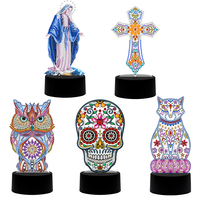 Lampe LED de peinture diamantée DIY, kit de broderie mosaïque avec perles acryliques en forme flottante pour portrait, veilleuse décorative pour la maison
