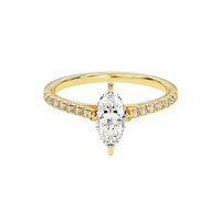 Bague en or blanc 14 carats avec diamant de laboratoire taille marquise 585, or véritable, diamant de laboratoire de haute qualité, bague de fiançailles