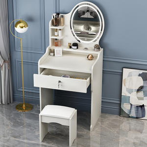 Chambre à coucher moderne blanc vanité maquillage table miroir commode 6 tiroirs <span class=keywords><strong>coiffeuse</strong></span> conceptions <span class=keywords><strong>avec</strong></span> lumières <span class=keywords><strong>led</strong></span> miroir <span class=keywords><strong>et</strong></span> <span class=keywords><strong>tabouret</strong></span> - Product Image 4
