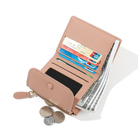 Dompet Wanita Lipat Tiga Baru dengan Kantong Koin Ritsleting Tempat Kartu Merek Desainer Dompet Wanita Merah Dompet Pendek Wanita Modis