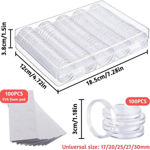 100 Stück Münzkapseln 30mm Etui mit Schaumstoffeinlagen 17mm/20mm/25mm/27mm/30mm Münzsammelhalter Organizer <span class=keywords><strong>Box</strong></span> - Product Image 5