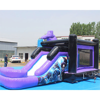 Château gonflable commercial en acier allié avec souffleur, toboggan aquatique, piscine, maison de saut, piscine à balles, télécommande et installation facile