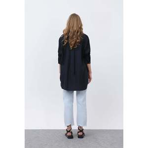 Soul Women's Basic Linen Shirt, Lightweight Breathable Casual Top, Perfect for Summer Daily Wear, Navy Blue - Product Image 5