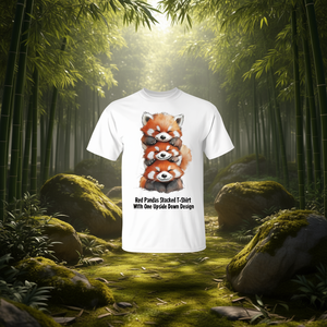 Camiseta con diseño de pandas rojos apilados, con uno de los pandas invertido, ropa promocional - Product Image 3