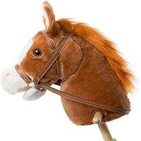 Jouet d'équitation personnalisé Tête cousue à la main Bâton en bois robuste Plus Neighing and Clip-Clop Sounds Bâton d'équitation en peluche