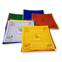Vente directe personnalisée en gros 10*10 pouces satin Windhorse Lungta bouddhiste tibétain tranquille drapeau de prière bannière