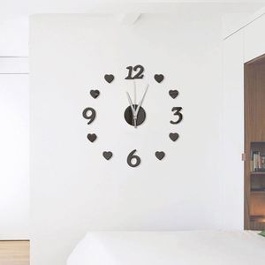 Horloge murale en forme de cœur DIY, horloge numérique silencieuse en acrylique 3D, autocollants muraux, montres à quartz pour la décoration de la maison, du salon et de la chambre - Product Image 5