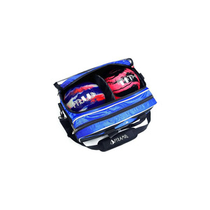 Sac de bowling ultra-large à 2 boules à roulettes Poignée rétractable en nylon de luxe Poche pour accessoires Compartiment à chaussures séparé Polyester - Product Image 3